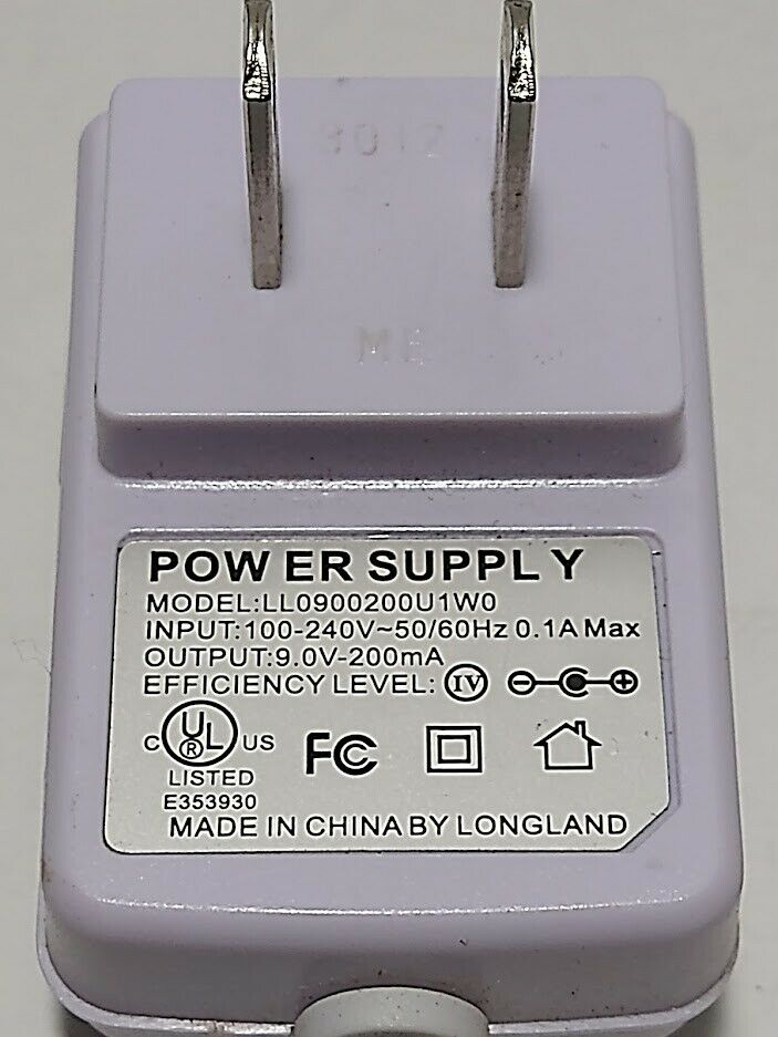 Longland AC Power Supply Cord Adapter Model LL0900200U1W0 9V 200mA Connection Split/Duplication: 1